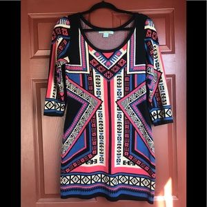 3/4 sleeve colorful dress